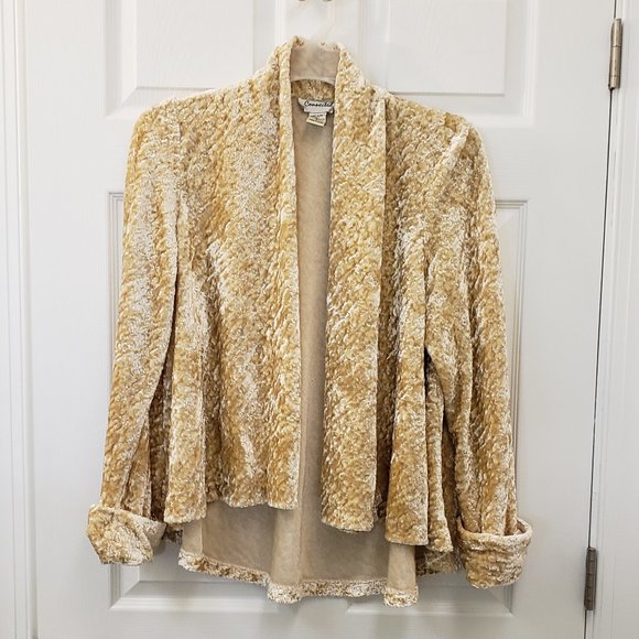 connected apparel Sweaters - Vintage Velour boho crushed velvet oversized open drape cardigan